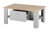 Couchtisch Rideau in grau und Artisan Eiche Landhaus Beistelltisch mit Ablage und 2 x Schubkasten 107 x 67 cm