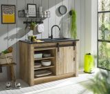 K�chenschrank Stove in Used Wood hell und anthrazit K�che Unterschrank f�r Sp�le oder Kochfeld 133 x 93 cm