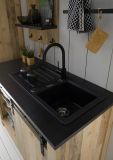 K�chenschrank Stove in Used Wood hell und anthrazit K�che Unterschrank f�r Sp�le oder Kochfeld 161 x 93 cm