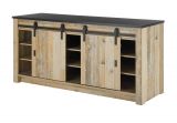K�chenschrank Stove in Used Wood hell und anthrazit K�che Unterschrank f�r Sp�le oder Kochfeld 201 x 93 cm