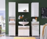 Badezimmer: Hochschrank Mezzo Hochglanz wei� (37 x 182 cm)