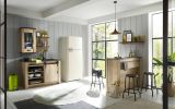 K�che mit Theke Stove in Used Wood hell und anthrazit K�chenschrank Set 5-teilig