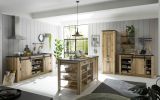 K�che mit Kochinsel Stove in Used Wood hell und anthrazit K�chenschrank Set 5-teilig