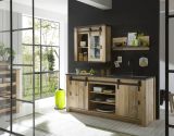 K�che Stove in Used Wood hell und anthrazit K�chenschrank Set 3-teilig
