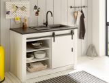 K�chenschrank Stove in wei� Pinie und anthrazit Landhaus K�che Unterschrank f�r Sp�le oder Kochfeld 133 x 93 cm