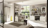 K�chenregal Stove in wei� Pinie und anthrazit Landhaus K�che Wandregal 160 x 30 cm Gew�rzregal