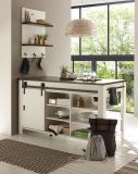 K�chenregal Stove in wei� Pinie und anthrazit Landhaus K�che Wandregal 60 x 84 cm Gew�rzregal