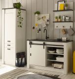 K�che Hochschrank Stove in wei� Pinie und anthrazit Landhaus K�chenschrank hoch 62 x 201 cm