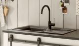 K�che mit Theke Stove in wei� Pinie und anthrazit Landhaus K�chenschrank Set 6-teilig