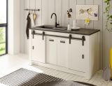 K�che mit Theke Stove in wei� Pinie und anthrazit Landhaus K�chenschrank Set 6-teilig