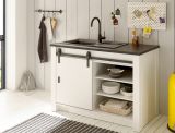 K�che mit Theke Stove in wei� Pinie und anthrazit Landhaus K�chenschrank Set 5-teilig