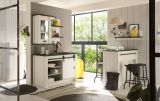 K�che mit Theke Stove in wei� Pinie und anthrazit Landhaus K�chenschrank Set 5-teilig