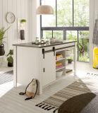 K�che mit Kochinsel Stove in wei� Pinie und anthrazit Landhaus K�chenschrank Set 7-teilig