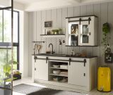 K�che Stove in wei� Pinie und anthrazit Landhaus K�chenschrank Set 3-teilig