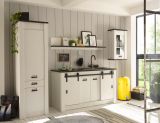 K�che Stove in wei� Pinie und anthrazit Landhaus K�chenschrank Set 4-teilig
