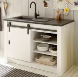 K�che Stove in wei� Pinie und anthrazit Landhaus K�chenschrank Set 3-teilig