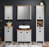 Badezimmer Spiegelschrank Landside in grau und Eiche Artisan Landhaus Badschrank 2-t�rig 78 x 73 cm