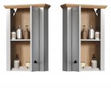 Badezimmer H�ngeschrank Landside in grau und Eiche Artisan Landhaus Badschrank h�ngend 46 x 73 cm