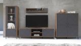 TV-Lowboard Rhomba in Graphite Grau und Eiche Kraft Gold 186 x 56 cm, Soft-Close