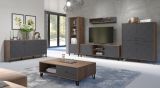 TV-Lowboard Rhomba in Graphite Grau und Eiche Kraft Gold 186 x 56 cm, Soft-Close