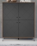 Highboard Rhomba in Graphite Grau und Eiche Kraft Gold Wohn- und Esszimmer Kommode 123 x 136 cm