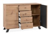 Kommode Madem in Artisan Eiche und Anthrazit mit 3D-Lamellen Wohn- und Esszimmer Sideboard 120 cm