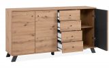 Sideboard Madem in Artisan Eiche und Anthrazit mit 3D-Lamellen Wohn- und Esszimmer Kommode 160 cm