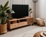 TV-Lowboard Madem in Artisan Eiche und Anthrazit mit 3D-Lamellen TV Unterteil 138 cm