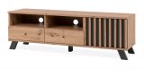 TV-Lowboard Madem in Artisan Eiche und Anthrazit mit 3D-Lamellen TV Unterteil 138 cm