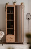 Vitrine Madem in Artisan Eiche und Anthrazit mit 3D-Lamellen Wohn- und Esszimmer Vitrinenschrank 92 x 199 cm