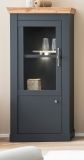 Vitrinenschrank Ribera in grau und Wotan Eiche Landhaus Wohn- und Esszimmer Vitrine 72 x 146 cm