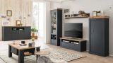Kommode Ribera in grau und Wotan Eiche Landhaus Wohn- und Esszimmer Highboard 72 x 146 cm