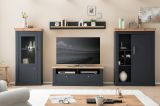 TV-Lowboard Ribera Grau und Wotan Eiche Landhaus 135 x 51 cm, Soft-Close