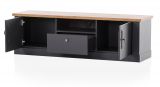 TV-Lowboard Ribera in grau und Wotan Eiche Landhaus TV Unterteil 158 x 51 cm