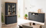 Sideboard Ribera in grau und Wotan Eiche Landhaus Wohn- und Esszimmer Kommode 200 x 104 cm