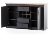 Esszimmer Set Ribera in grau und Wotan Eiche Landhaus Speisezimmer 3-teilig mit Esstisch, Highboard und Sideboard