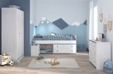 Parisot Kinder- und Jugendzimmer Smoozy21 in wei� Kiefer mit blau oder pink Komplett-Set 4-teilig