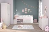 Parisot Kinder- und Jugendzimmer Smoozy21 in wei� Kiefer mit blau oder pink Komplett-Set 4-teilig