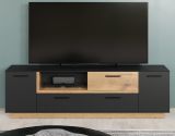 TV-Lowboard Synnax in grau und Evoke Eiche TV Unterteil mit Komforth�he 187 x 59 cm