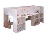 Parisot Hochbett Pirouette in wei� mit grau oder rosa Kinder und Jugendzimmer Bett Liegefl�che 90 x 200 cm