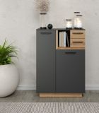 Flurkommode Synnax in grau und Evoke Eiche Flur Diele Kommode 80 x 113 cm