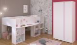 Parisot Kinder- und Jugendzimmer Pirouette14 in wei� mit grau oder rosa Set 2-teilig mit Hochbett und Kleiderschrank