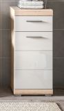 Badezimmer Kommode Mambo in wei� Hochglanz und Sonoma Eiche Badschrank 37 x 88 cm