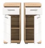Badezimmer Kommode Mambo in wei� Hochglanz und Sonoma Eiche Badschrank 37 x 88 cm