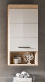 Badezimmer H�ngeschrank Mambo in wei� Hochglanz und Sonoma Eiche Badschrank h�ngend 37 x 79 cm