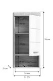Badezimmer H�ngeschrank Mambo in wei� Hochglanz und Sonoma Eiche Badschrank h�ngend 37 x 79 cm