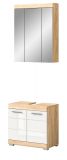 Badm�bel Set 2-teilig Mambo in wei� Hochglanz und Sonoma Eiche Badkombination 60 x 191 cm