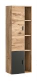 Badezimmer Midischrank Oderzo in Eiche und grau Badschrank 48 x 144 cm Soft-Close
