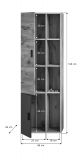 Badezimmer Midischrank Oderzo in Eiche und grau Badschrank 48 x 144 cm Soft-Close