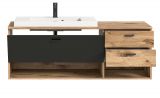 Waschbeckenunterschrank MIT Waschbecken Oderzo in Eiche und grau, Waschtisch 138 cm Soft-Close